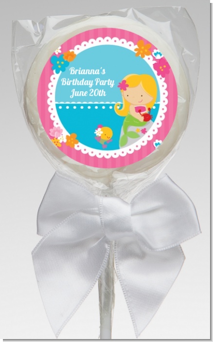 Mermaid Blonde Hair - Personalized Birthday Party Lollipop Favors