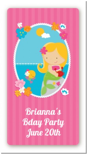 Mermaid Blonde Hair - Custom Rectangle Birthday Party Sticker/Labels