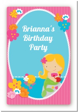 Mermaid Blonde Hair - Custom Large Rectangle Birthday Party Sticker/Labels