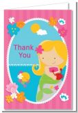 Mermaid Blonde Hair - Birthday Party Thank You Cards