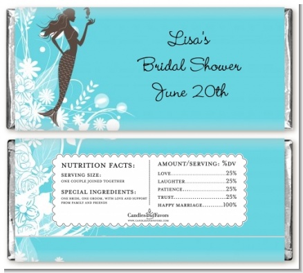 Mermaid - Personalized Bridal Shower Candy Bar Wrappers