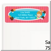 Mermaid Brown Hair - Birthday Party Return Address Labels