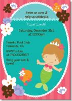 Mermaid Brown Hair - Birthday Party Invitations