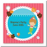 Mermaid Brown Hair - Personalized Birthday Party Card Stock Favor Tags
