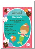 Mermaid Brown Hair - Birthday Party Petite Invitations