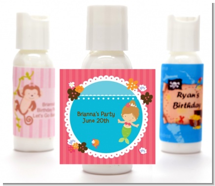 Mermaid Brown Hair - Personalized Birthday Party Lotion Favors