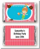 Mermaid Brown Hair - Personalized Birthday Party Mini Candy Bar Wrappers