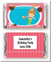 Mermaid Brown Hair - Personalized Birthday Party Mini Candy Bar Wrappers