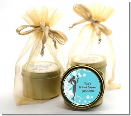 Mermaid - Bridal Shower Gold Tin Candle Favors