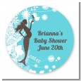 Mermaid Pregnant - Round Personalized Baby Shower Sticker Labels thumbnail