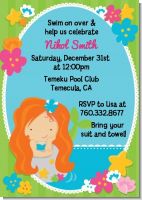 Mermaid Red Hair - Birthday Party Invitations