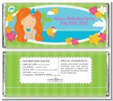 Mermaid Red Hair - Personalized Birthday Party Candy Bar Wrappers
