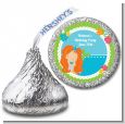 Mermaid Red Hair - Hershey Kiss Birthday Party Sticker Labels thumbnail