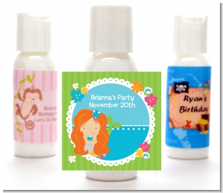 Mermaid Red Hair - Personalized Birthday Party Lotion Favors