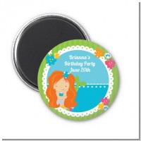 Mermaid Red Hair - Personalized Birthday Party Magnet Favors