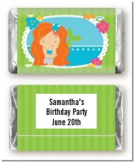 Mermaid Red Hair - Personalized Birthday Party Mini Candy Bar Wrappers
