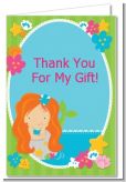 Mermaid Red Hair - Birthday Party Thank You Cards