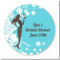 Mermaid - Round Personalized Bridal Shower Sticker Labels