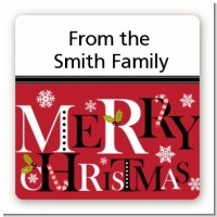 Merry Christmas - Square Personalized Christmas Sticker Labels