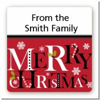 Merry Christmas - Square Personalized Christmas Sticker Labels