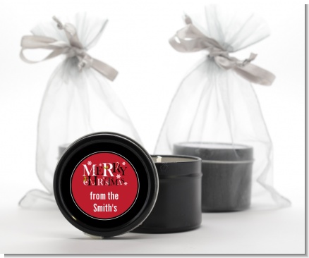 Merry Christmas - Christmas Black Candle Tin Favors