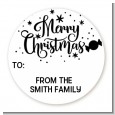 Merry Christmas Peppermint - Round Personalized Christmas Sticker Labels thumbnail