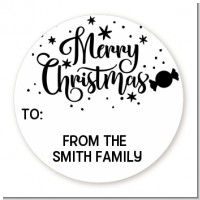 Merry Christmas Peppermint - Round Personalized Christmas Sticker Labels