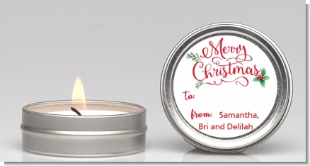 Merry Christmas with Holly - Christmas Candle Favors