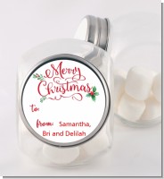 Merry Christmas with Holly - Personalized Christmas Candy Jar