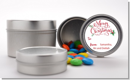 Merry Christmas with Holly - Custom Christmas Favor Tins