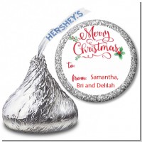 Merry Christmas with Holly - Hershey Kiss Christmas Sticker Labels