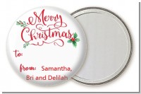 Merry Christmas with Holly - Personalized Christmas Pocket Mirror Favors