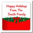 Merry Christmas Wreath - Square Personalized Christmas Sticker Labels thumbnail