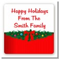 Merry Christmas Wreath - Square Personalized Christmas Sticker Labels thumbnail