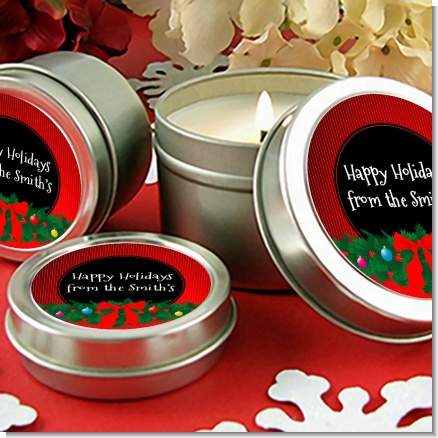 Merry Christmas Wreath - Christmas Candle Favors