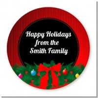 Merry Christmas Wreath - Round Personalized Christmas Sticker Labels