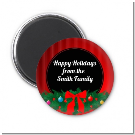 Merry Christmas Wreath - Personalized Christmas Magnet Favors