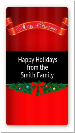 Merry Christmas Wreath - Custom Rectangle Christmas Sticker/Labels