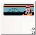 Motorcycle Hispanic Baby Girl - Baby Shower Return Address Labels thumbnail