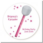 Microphone - Round Personalized Birthday Party Sticker Labels