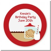 Milk & Cookies - Round Personalized Birthday Party Sticker Labels