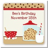 Milk & Cookies - Square Personalized Birthday Party Sticker Labels