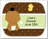Baby African American - Personalized Baby Shower Rounded Corner Stickers