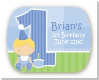 1st Birthday Boy - Personalized Birthday Party Rounded Corner Stickers