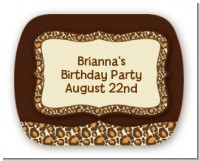 Leopard Brown - Personalized Birthday Party Rounded Corner Stickers
