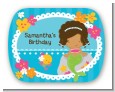 Mermaid African American - Personalized Birthday Party Rounded Corner Stickers thumbnail