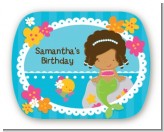 Mermaid African American - Personalized Birthday Party Rounded Corner Stickers