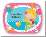 Mermaid Blonde Hair - Personalized Birthday Party Rounded Corner Stickers