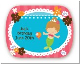 Mermaid Brown Hair - Personalized Birthday Party Rounded Corner Stickers