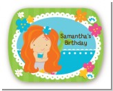 Mermaid Red Hair - Personalized Birthday Party Rounded Corner Stickers